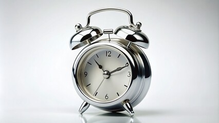Silver Alarm Clock Fashion Photography | White Background Still Life Product Shot