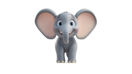 Fototapeta premium Cute Cartoon Elephant Character with Big Ears and Happy Expression