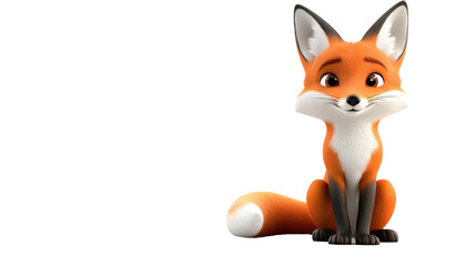 Cute Cartoon Fox Character Sitting with a Friendly Expression