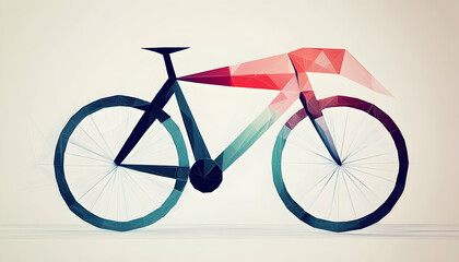 Low-poly road bike design, minimalist background, vector illustration, website banner.