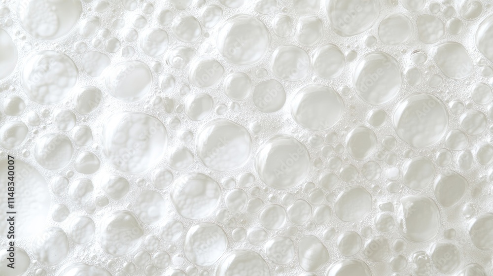 Poster close-up of bubbles in a liquid, creating a textured, frothy surface.