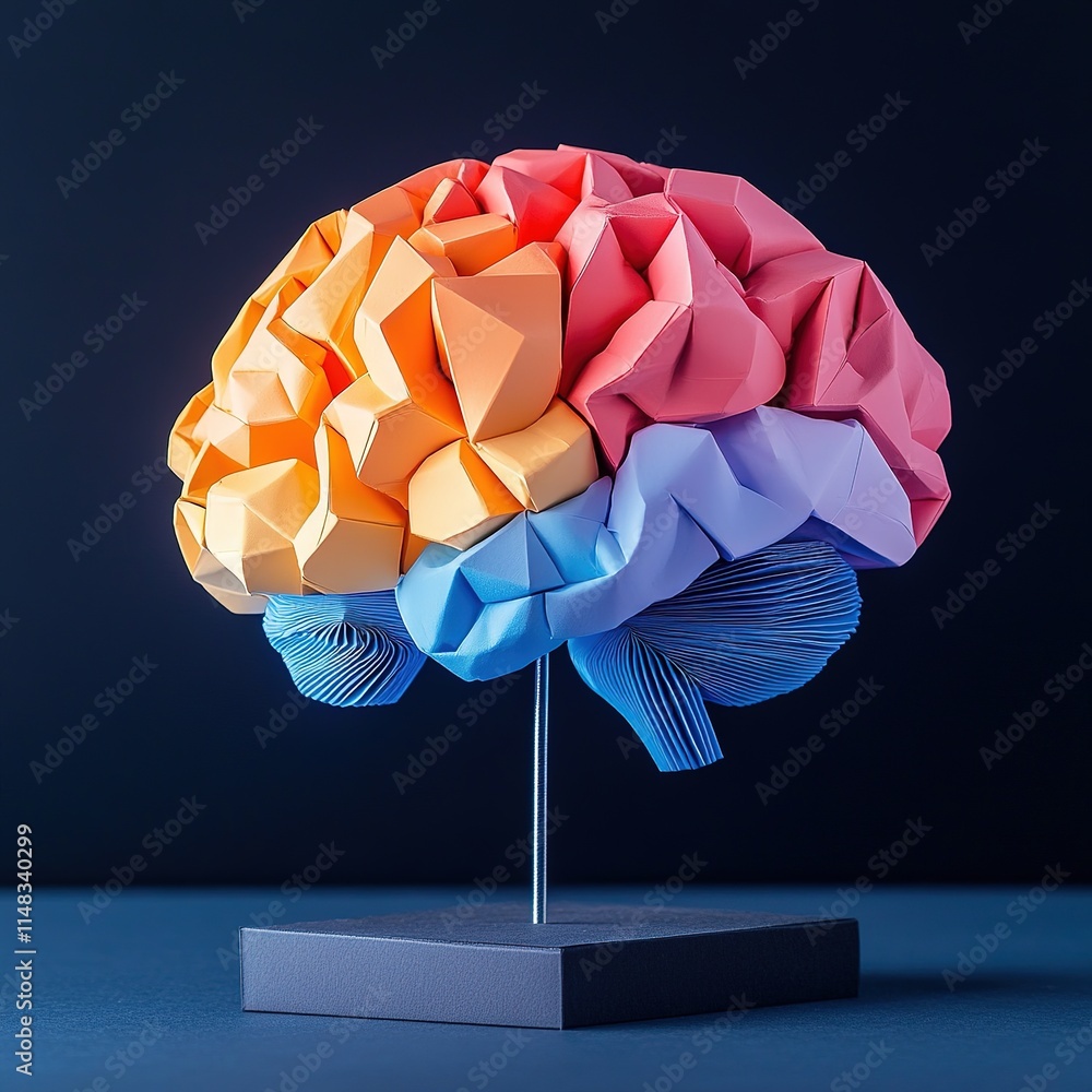 Poster creative brain model displayed in studio setting artistic content modern environment innovative conc