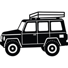 Off-road vehicle roof rack silhouette on white background