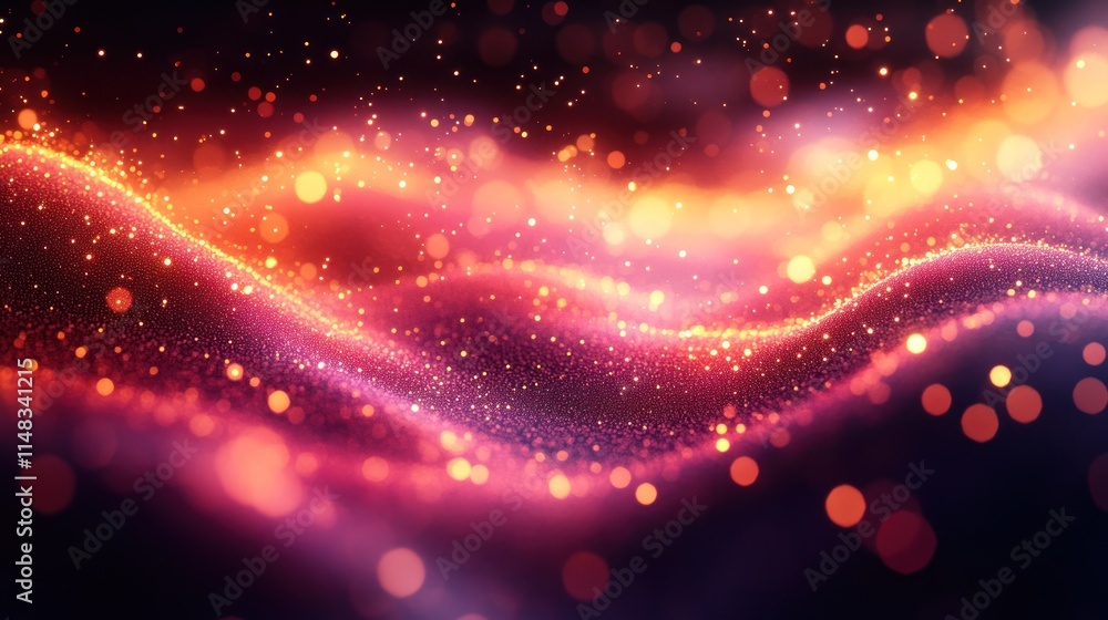 Aufkleber abstract glowing wave of particles with bokeh lights.