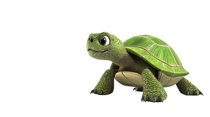 Realistic Green Turtle with Detailed Shell and Friendly Expression