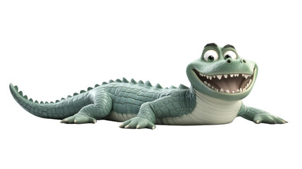 Cute cartoon alligator character with a big smile and friendly eyes