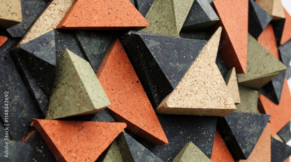Poster abstract textured background of geometric triangular shapes in earthy tones.