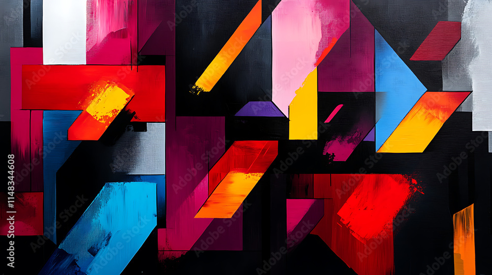 Poster dynamic abstract art composition with gradient paint background versatile shapes modern gallery urba