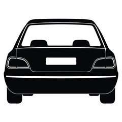 Sedan back view silhouette on white background