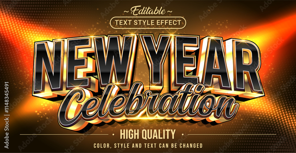 Poster editable text style effect - new year celebration text style theme.