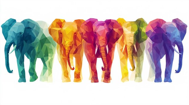 Colorful 3D Vector Illustration of Business Team Silhouettes in a Collaborative Community Concept