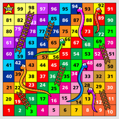 board game template with snakes and ladders vector © MadeDirgaPepe