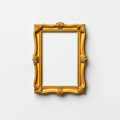 beautiful empty picture frame in gold color, perfect for showcasing art