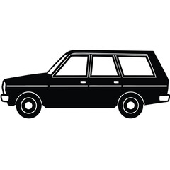 Station wagon side view silhouette on white background