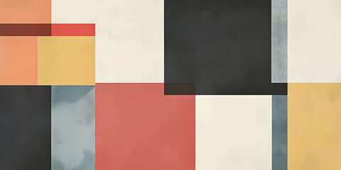 Abstract composition featuring geometric shapes and muted colors.