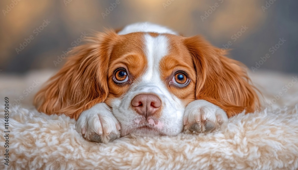Poster capture the adorable essence of a beagle dog with a lazy pose, its soft fur melting into a fluffy be
