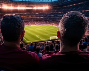 Fototapeta premium Capture the electrifying atmosphere of an immersive sports scene featuring energetic fans, glowing lights, and modern stadium vibes, perfect for sports enthusiasts Witness the thrill of the game with