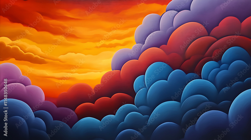 Aufkleber dynamic paint background with gradient clouds versatile art composition vibrant evening sky abstract