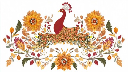 Naklejka premium Pink Floral Vector Design Seamless Pattern with Leaves and Birds for Summer Spring Wallpaper and Card Decoration