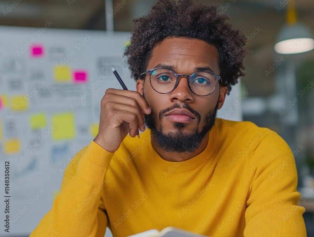 Aufkleber capture the essence of brainstorming with this image showcasing a man writing notes in a notebook a 