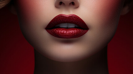 Obraz premium Women's defined lips on a solid background.