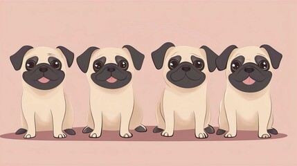 Obraz premium Funny Cartoon Love Vector Illustration of a Baby Penguin Dog Couple with Heart Icon