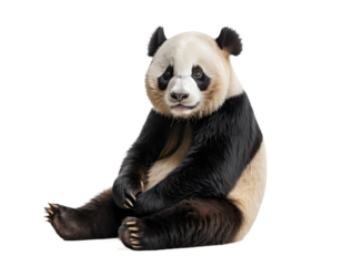 Adorable Baby Panda Sitting, Isolated on Transparent Background