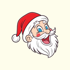 Santa Claus with various expressions. Humorous cartoon character, vector illustration.
