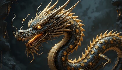 Majestic Steampunk Dragon, a Digital Fantasy