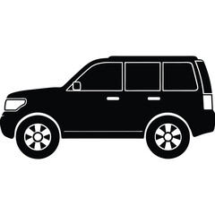 SUV side view silhouette on white background