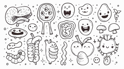 Fototapeta premium Cute Smiling Cartoon Internal Organs Set with Faces