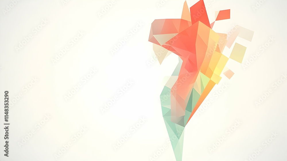 Poster abstract colorful geometric shapes design on white background, for website header or presentation.