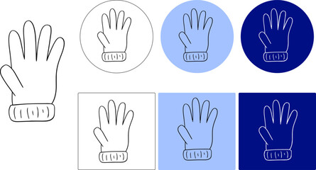 Vector graphic line  gloves logo. Winter sports illustration.