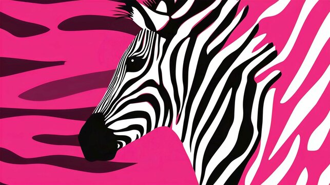 Illustration of a Striped Zebra Silhouette Isolated on White Background