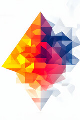 Obraz premium Abstract geometric shapes, orange to blue gradient, white background, design element for graphic use.