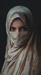 Naklejka premium World Hijab Day, Muslim traditional women's clothing, girl in hijab