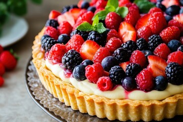 Delicious Mixed Berry Tart With Creamy Filling
