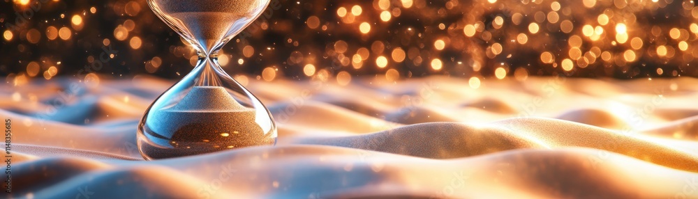 Poster explore the concept of time with this captivating image featuring a motion blur effect on an hourgla