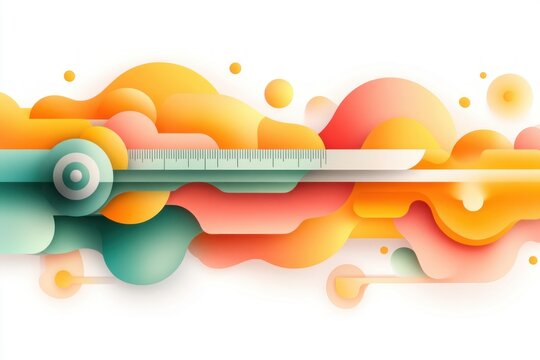 Explore the abstract illustration of a caliper intertwined with body parts, highlighted by vibrant geometric designs, blending artistic expression and health concepts This unique visual combines