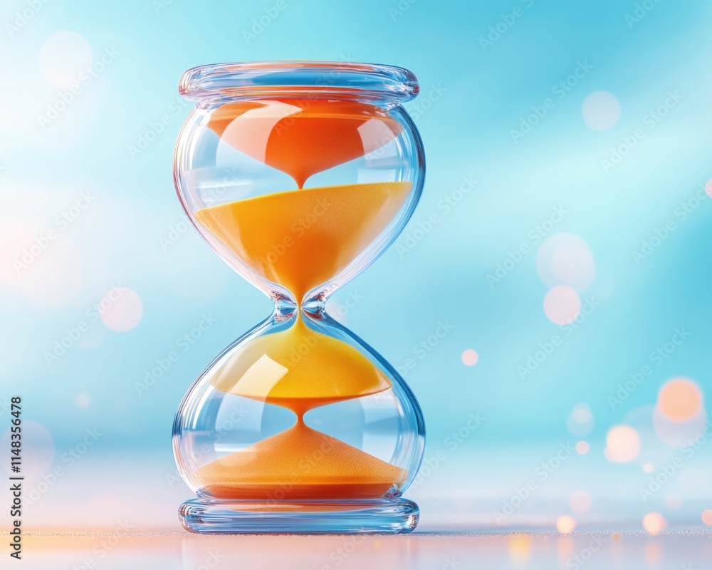 Poster hourglass with colored sand layers, a vibrant symbol of diversity and unity, captured in a stunning 