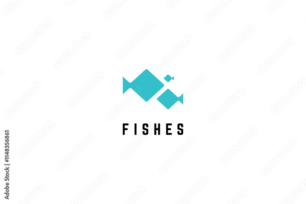 Poster template logo design solution with geometry image of simple fishes