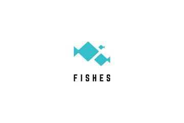 Template logo design solution with geometry image of simple fishes