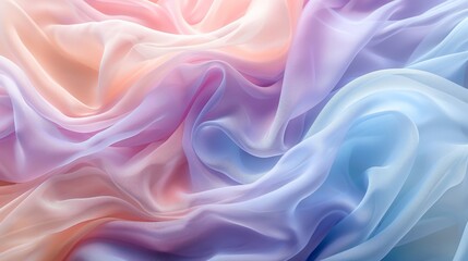 Fototapeta premium Colorful silk fabric swirls displaying soft pastel shades for creative textile designs and crafts