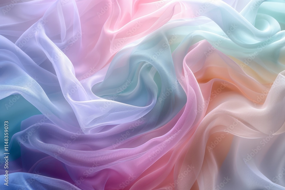 Aufkleber soft fabric flows in pastel colors creating a dreamy and ethereal visual effect in a delicate arrang