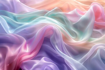 Obraz premium Vibrant pastel silk fabric draped elegantly with soft waves and delicate colors in a serene atmosphere