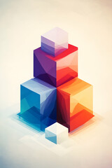 Obraz premium Colorful abstract cubes stacked, geometric design, light background, website banner.