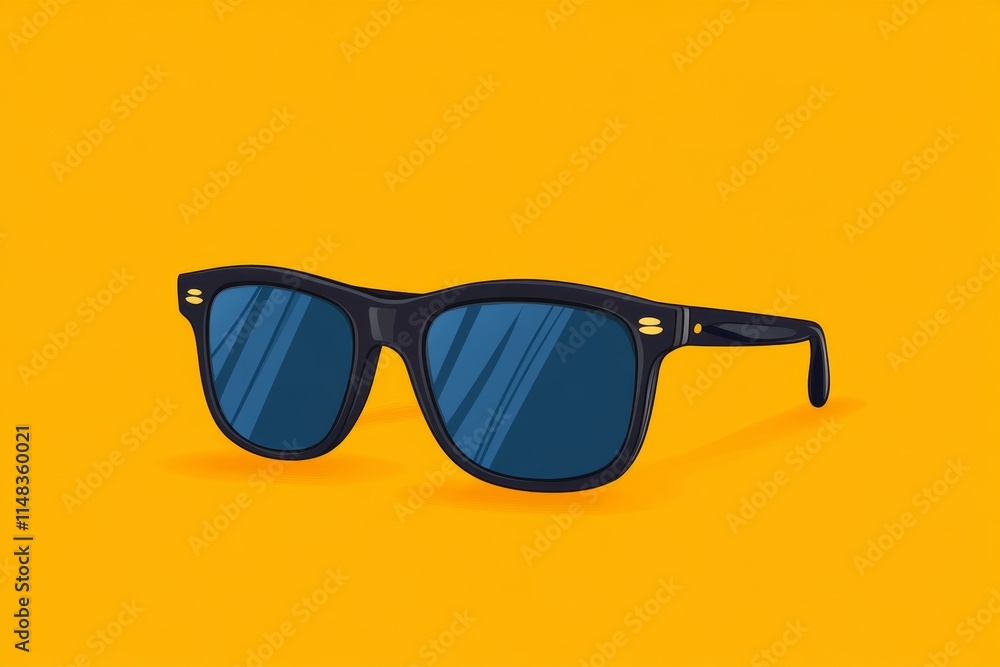 Poster A flat design of a pair of glasses with bold black frames and no background, emphasizing simplicity and style