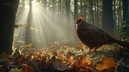 Breathtaking Shot of a Great Argus in a Forest Setting