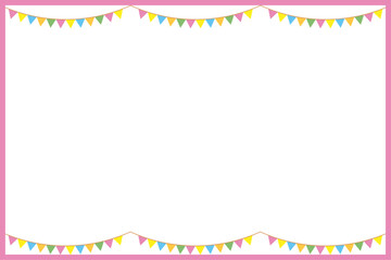 ガーランドフラッグ　フレームイラスト　ピンク