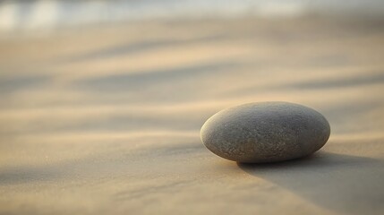 Smooth stone on rippled sand.